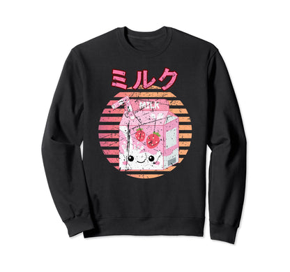 Kawaii Strawberry Milk Japanese Anime Sweatshirt - Trendy Graphic Unisex