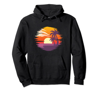 90S Aesthetic Tropical Sunset Palms Hoodie - Streetwear Style for Adults