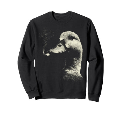 Funny Duck Smoking Cigarette Sweatshirt - Fun Novelty Design Men Women
