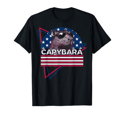 Capybara Capibara Us Flag Patriotic T-Shirt - Graphic Print for Adults