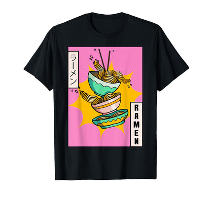 Ramen Noodles Japanese Vaporwave T-Shirt - Fun Novelty Design Men Women
