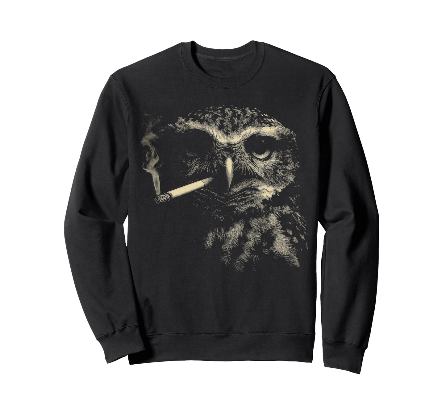 Funny Owl Smoking Bird Cigarette Meme Sweatshirt - Graphic Print Men Women