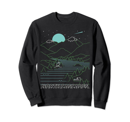 Night Time North Cascades National Park Sweatshirt - Unique Graphic Unisex