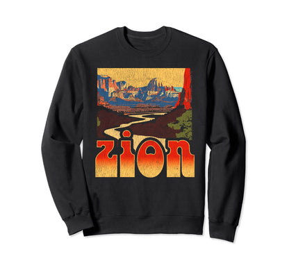 Zion National Park Distressed 90S Sweatshirt - Unique Graphic Men Women