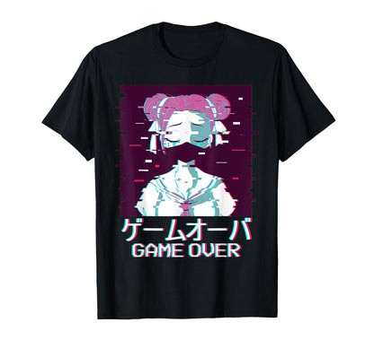 Game Over Geisha Anime Japanese T-Shirt - Fun Novelty Design for Adults