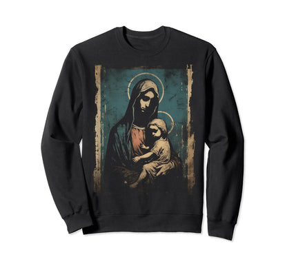 Mary Jesus Distressed 90S Goth Sweatshirt - Streetwear Style Men Women