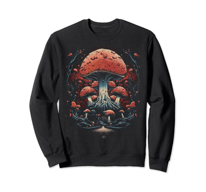 Grunge Mushroom Goth Fungi Sweatshirt - Novelty Apparel Men Women