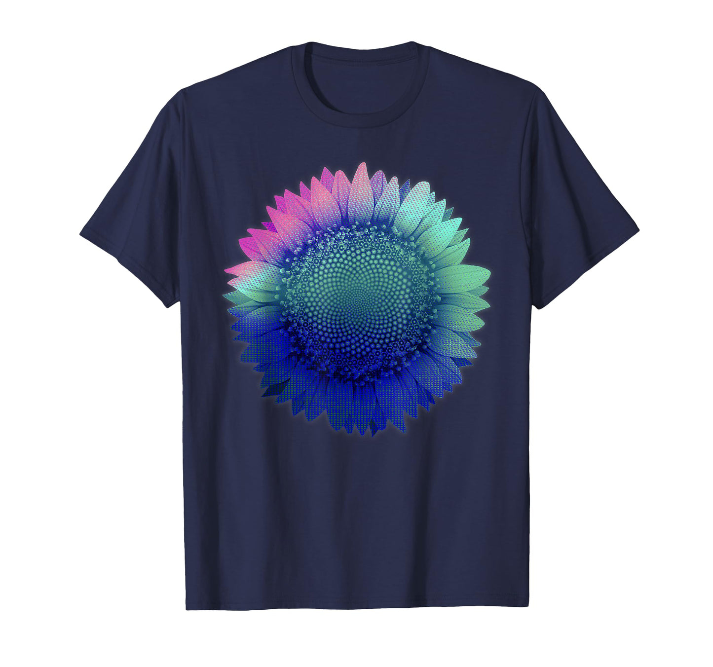 Cyber Aesthetic Sunflower Futurism T-Shirt - Casual Everyday Wear Unisex