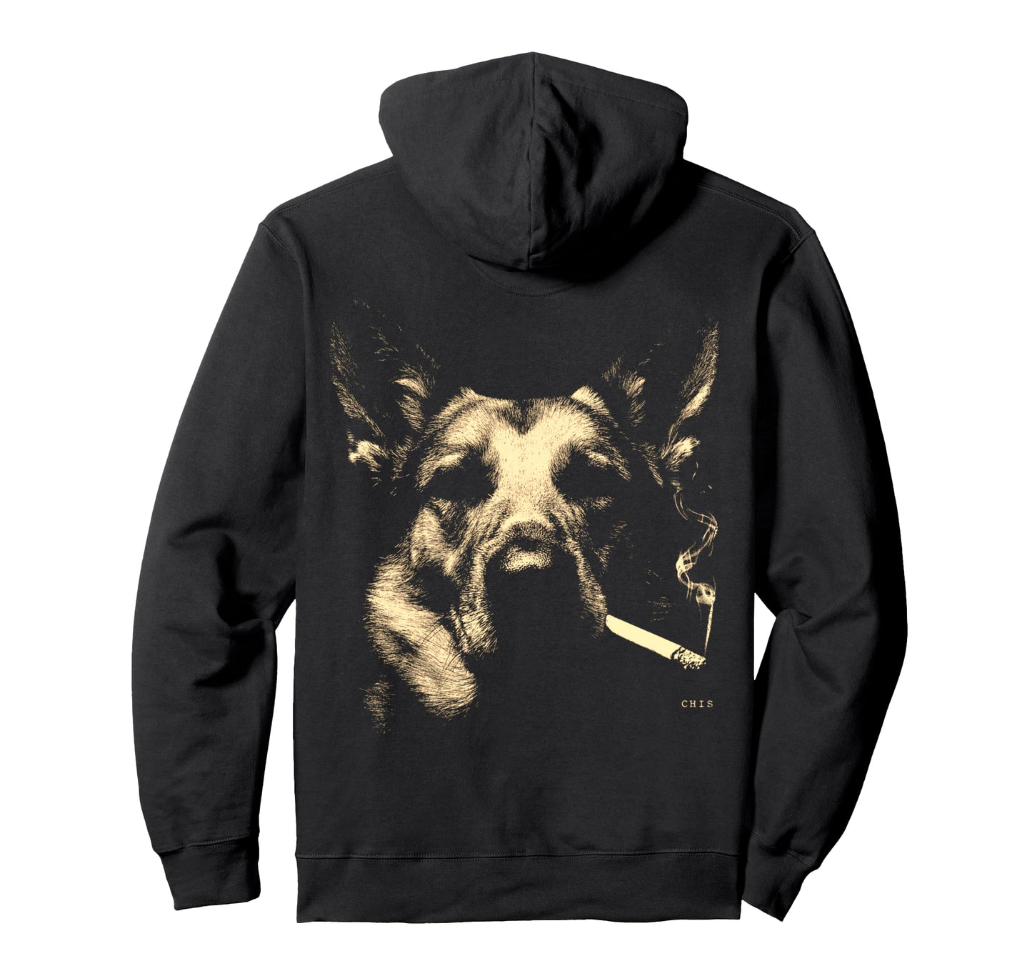 German Shepherd Smoking Cigarette Hoodie - Unique Graphic for Adults