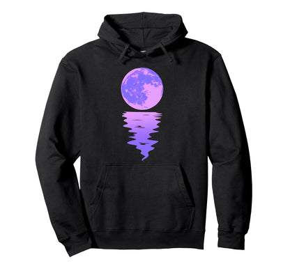 Vaporwave Aesthetic Purple Moon Pastel Hoodie - Graphic Print Men Women