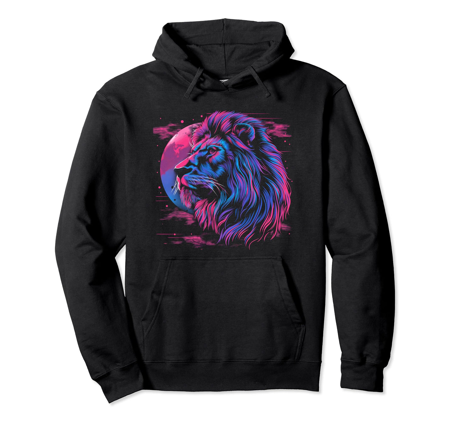 Lion Vaporwave Aesthetic Synthwave 80S Hoodie - Trendy Graphic Men Women