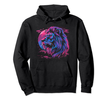 Lion Vaporwave Aesthetic Synthwave 80S Hoodie - Trendy Graphic Men Women