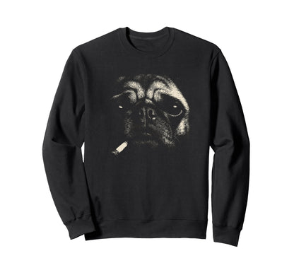 Funny Pug Smoking Dog Cigarette Meme 90S Sweatshirt - Graphic Print Unisex
