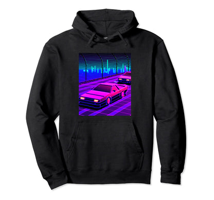 Vaporwave Car Synthwave City Vaporwave Hoodie - Graphic Print for Adults