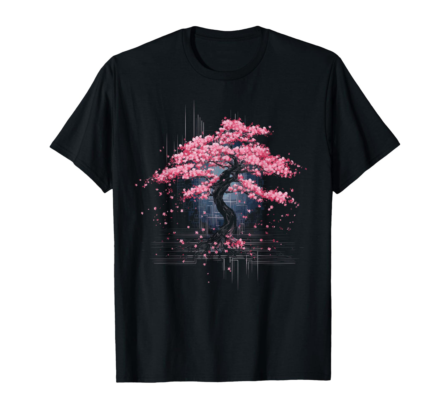 Japanese Cherry Blossom Vaporwave Aesthetic T-Shirt - Graphic Print Unisex