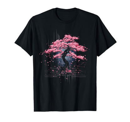 Japanese Cherry Blossom Vaporwave Aesthetic T-Shirt - Graphic Print Unisex