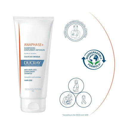 Ducray Anaphase+ Anti-Hair Loss Shampoo - Strengthens Hair, Adds Volume - 6.76 fl oz