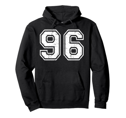 96 Number Ninety Six Team Sports Grunge Hoodie - Unique Graphic for Adults