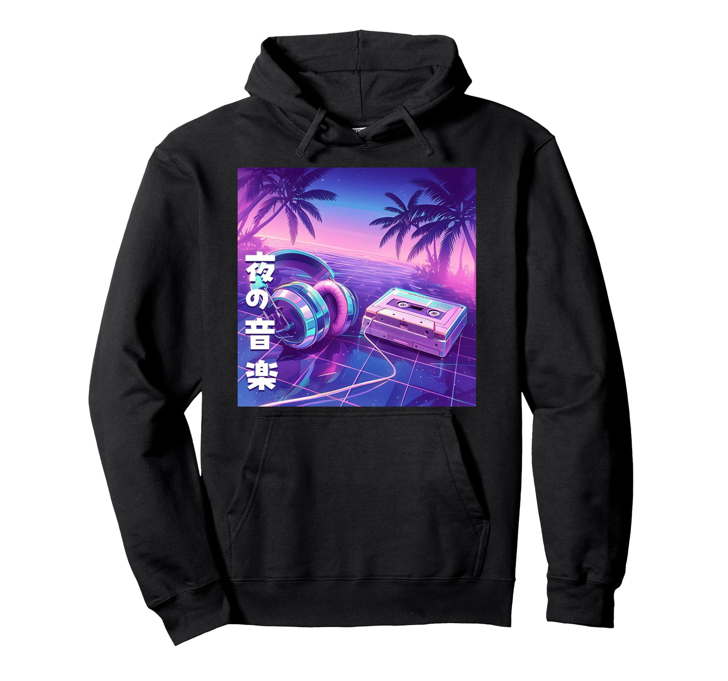 Night Music Headphone Casette Tape Hoodie - Fun Novelty Design Men Women