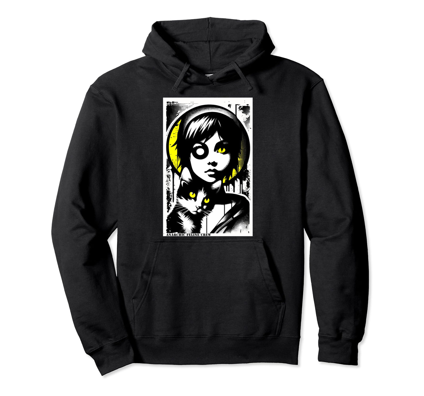 Punk And Cat Graffiti Grunge 90S Hoodie - Minimalist Print Unisex