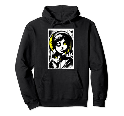 Punk And Cat Graffiti Grunge 90S Hoodie - Minimalist Print Unisex