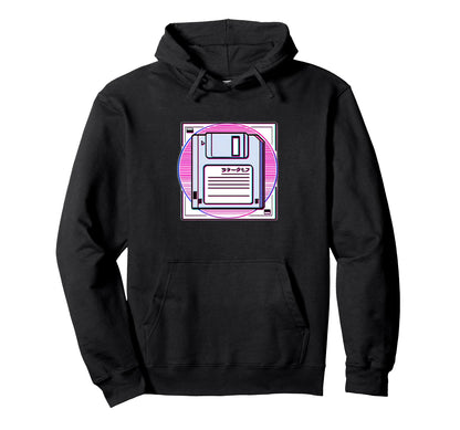 Floppy Disk Vaporwave Aesthetic Hoodie - Fun Novelty Design for Adults