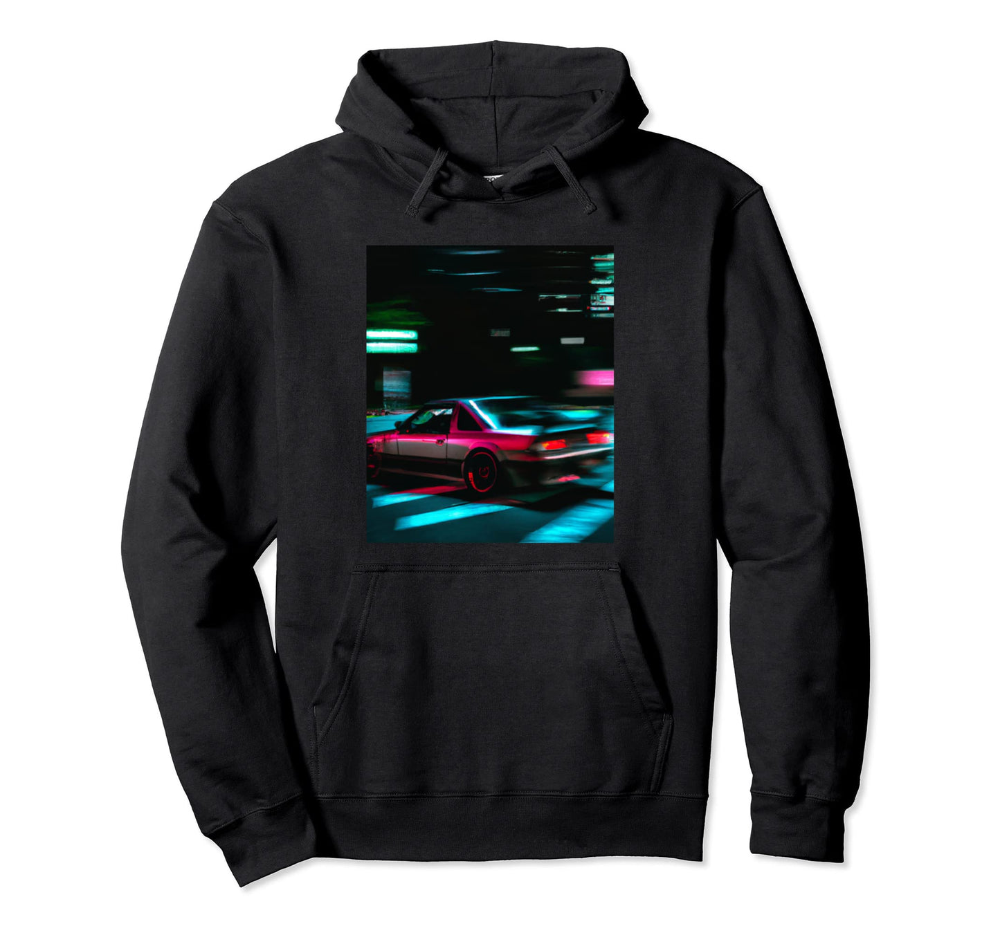 Vaporwave Car Synthwave City Hoodie - Casual Everyday Wear for Adults