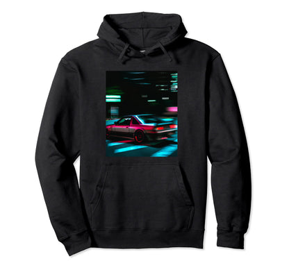 Vaporwave Car Synthwave City Hoodie - Casual Everyday Wear for Adults