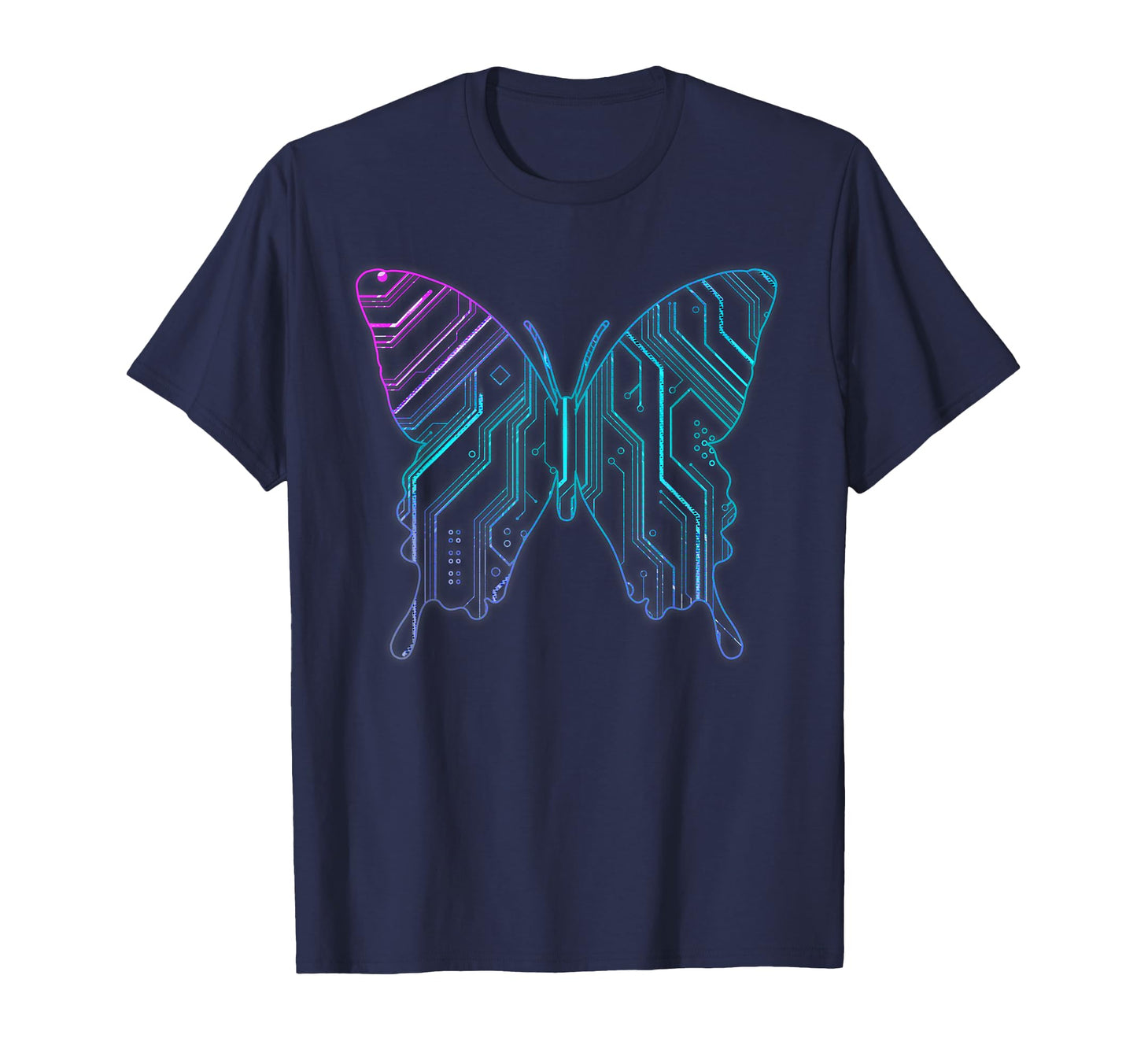 Cyber Aesthetic Butterfly Futurism T-Shirt - Minimalist Print for Adults