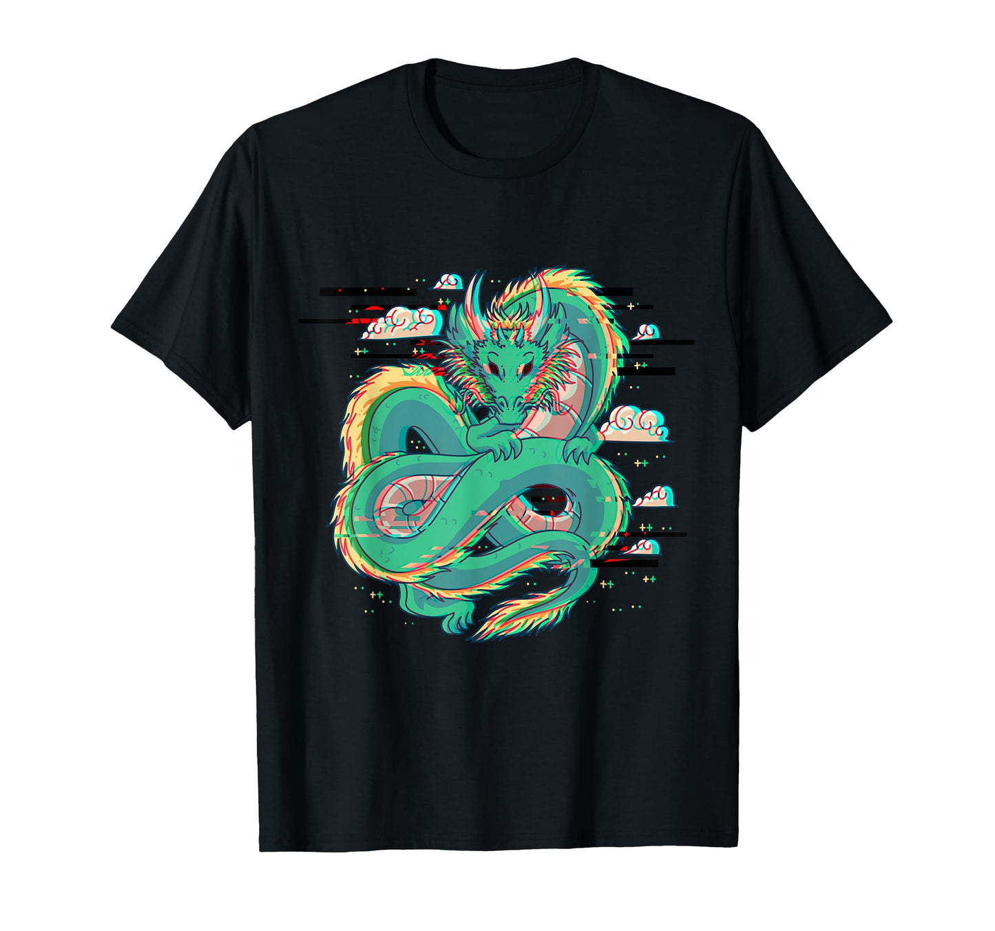 Grunge Dragon Glitch Dragon Aesthetic T-Shirt - Custom Art Print Men Women