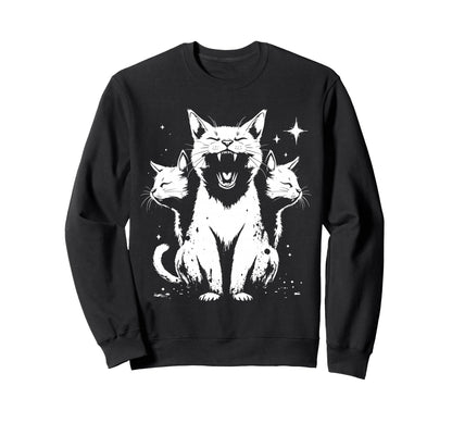 3 Headed Cat Grunge Alt 90S Sweatshirt - Streetwear Style for Adults