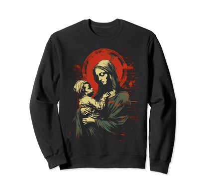 Mary Jesus Distressed 90S Goth Grunge Sweatshirt - Minimalist Print Unisex