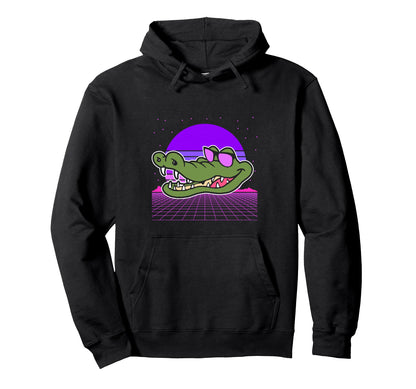 Aesthetic Vaporwave Outfits Crocodile Hoodie - Casual Everyday Wear Unisex