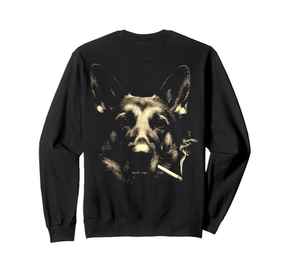 German Shepherd Smoking Cigarette Sweatshirt - Streetwear Style for Adults