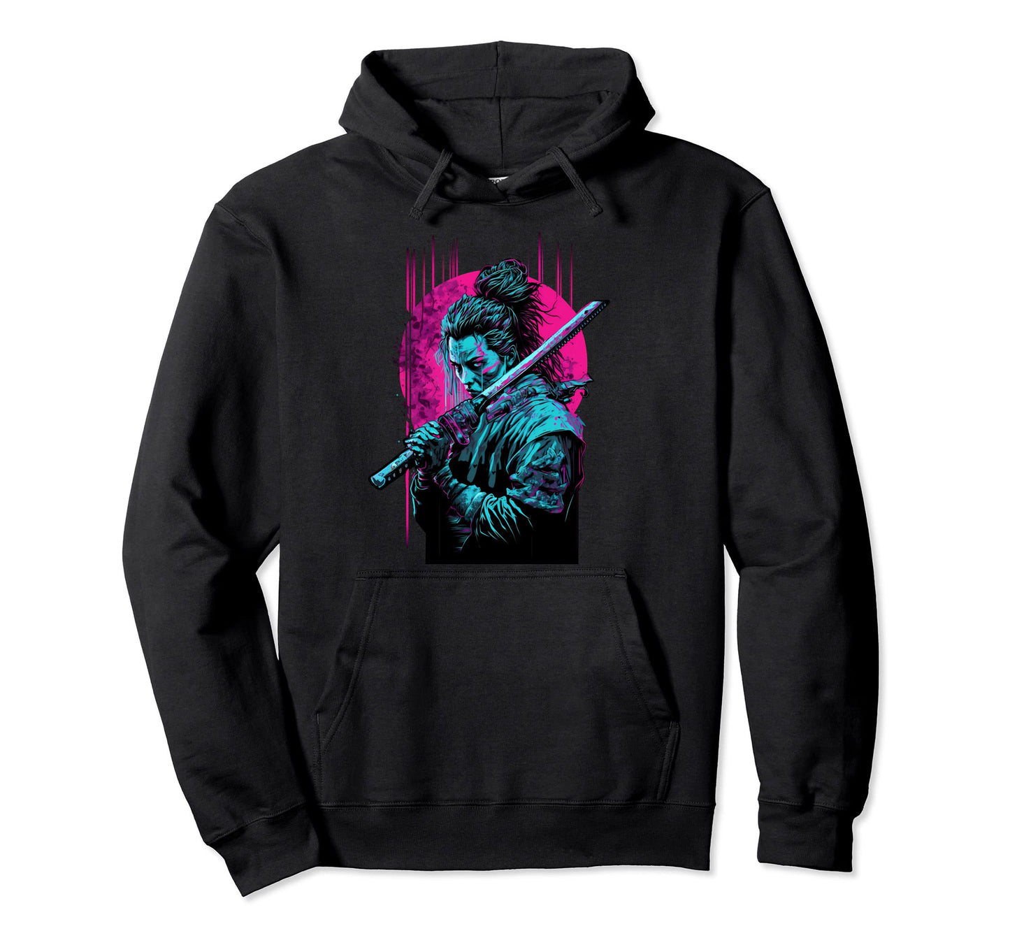 Vaporwave Aesthetic Cyberpunk Samurai Hoodie - Minimalist Print Unisex