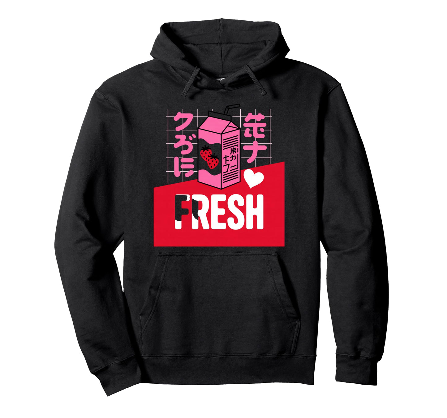 Fresh Strawberry Milk Kawaii Vaporwave Hoodie - Novelty Apparel for Adults