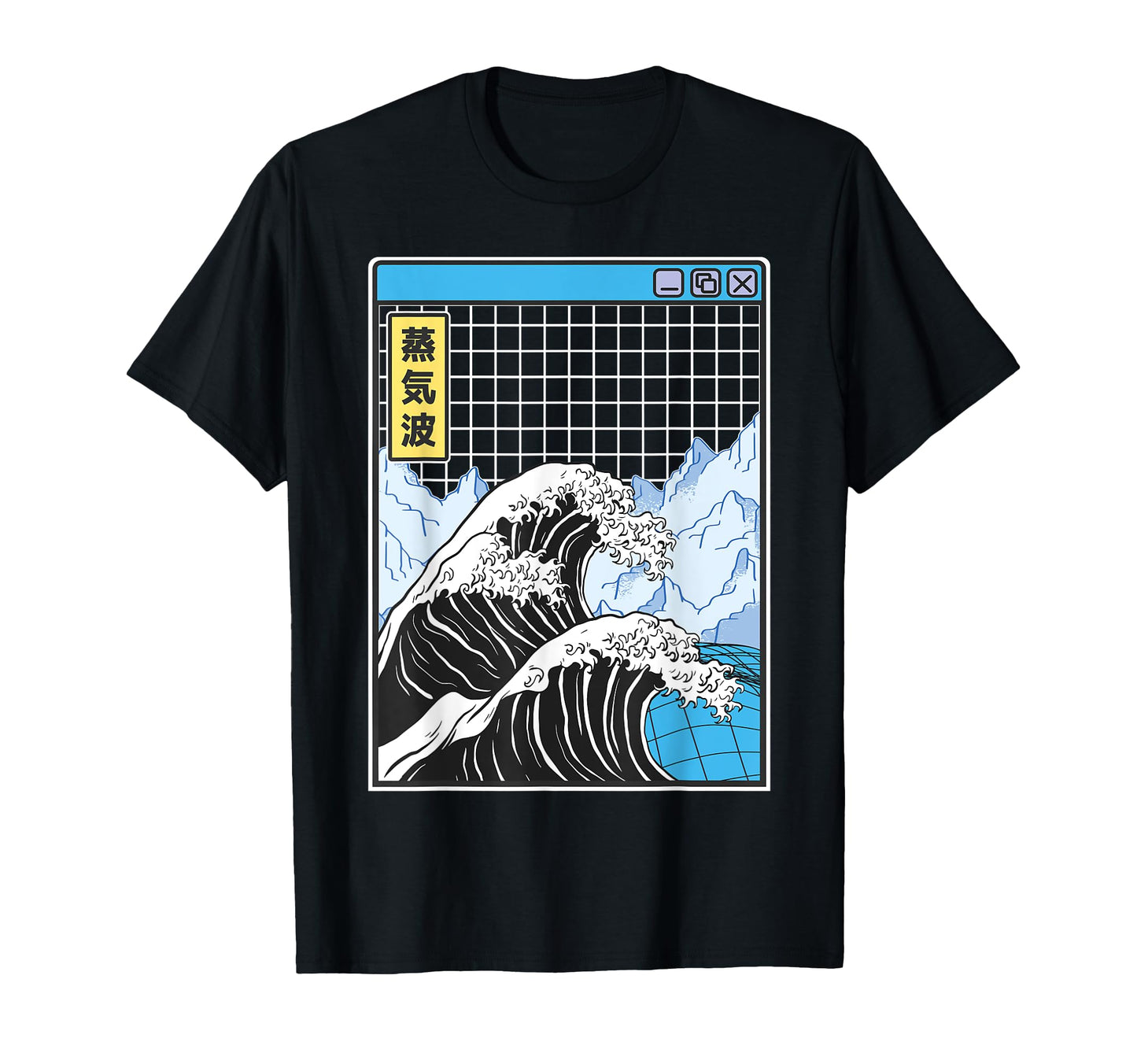 Great Wave Off Kanagawa Grid Kawaii T-Shirt - Unique Graphic Unisex