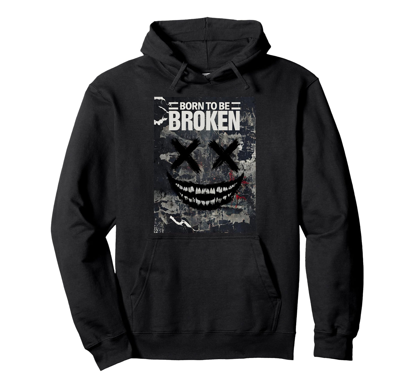 Grunge Born To Be Broken Hoodie - Minimalist Print for Adults