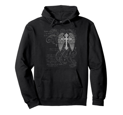 Y2K Grunge Cross Wings 2000S Goth Hoodie - Aesthetic Graphic for Adults