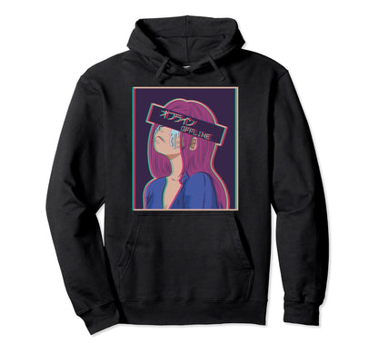 Vaporwave Aesthetic Sad Anime Japanese Hoodie - Novelty Apparel for Adults