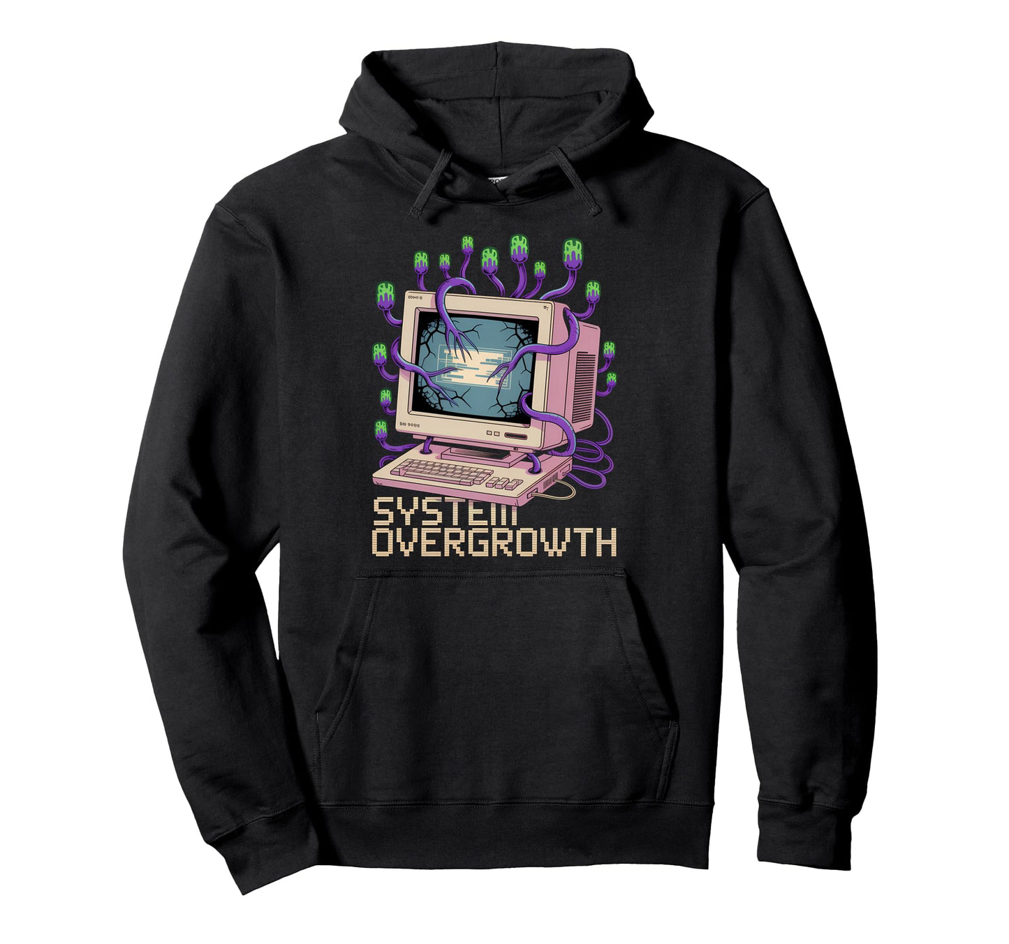 Computer Vaporwave Glitch Plants Vines Hoodie - Minimalist Print Unisex