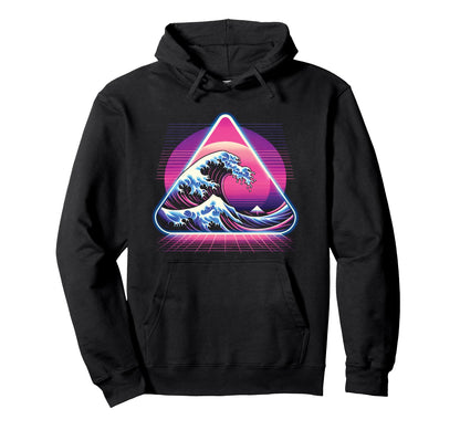 Great Wave Kanagawa Vaporwave Aesthetic Hoodie - Unique Graphic Men Women