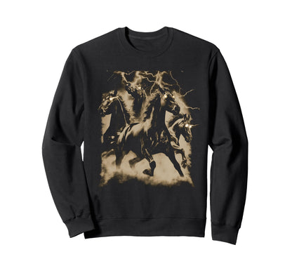 Horse Lightning 80S 90S Western Grunge Sweatshirt - Custom Art Print Unisex