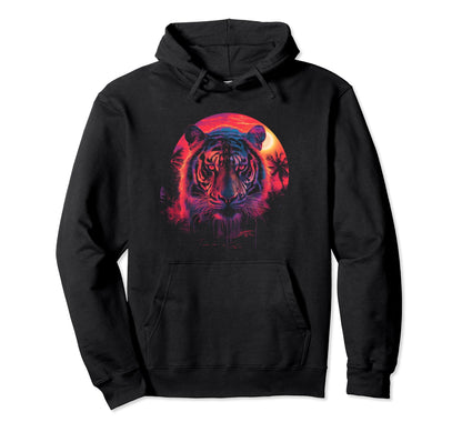 Tiger Vaporwave Aesthetic Synthwave Hoodie - Casual Everyday Wear Unisex