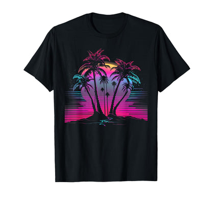 Palm Tree Vaporwave Retrowave Aesthetic T-Shirt - Graphic Print for Adults