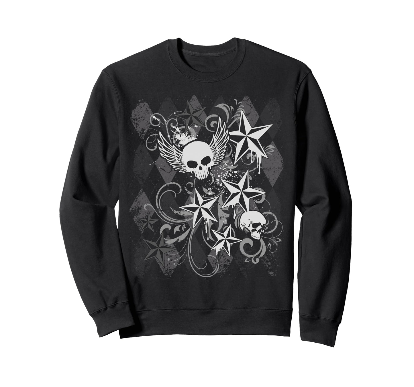 Y2K Grunge Skull Wings 2000S 90S Sweatshirt - Fun Novelty Design Unisex