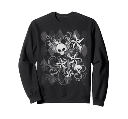 Y2K Grunge Skull Wings 2000S 90S Sweatshirt - Fun Novelty Design Unisex