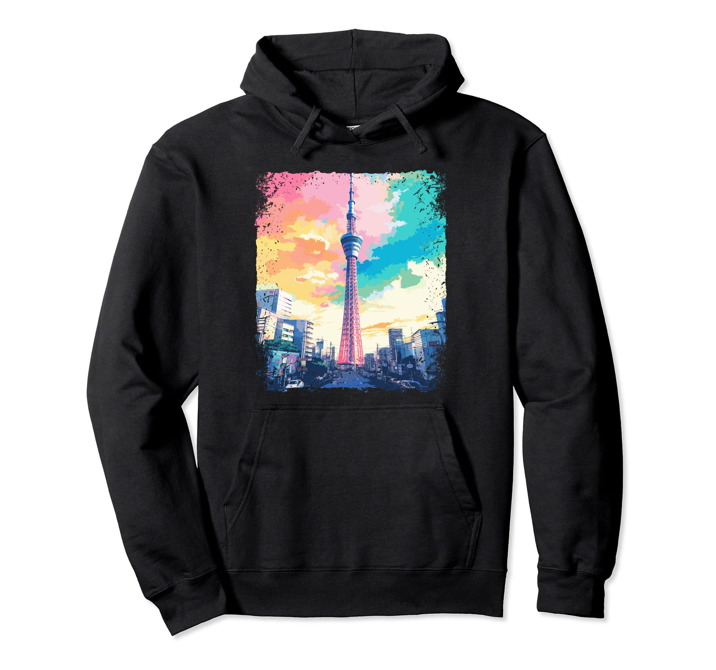 Tokyo Skytree Japan Vaporwave Aesthetic Hoodie - Graphic Print Men Women