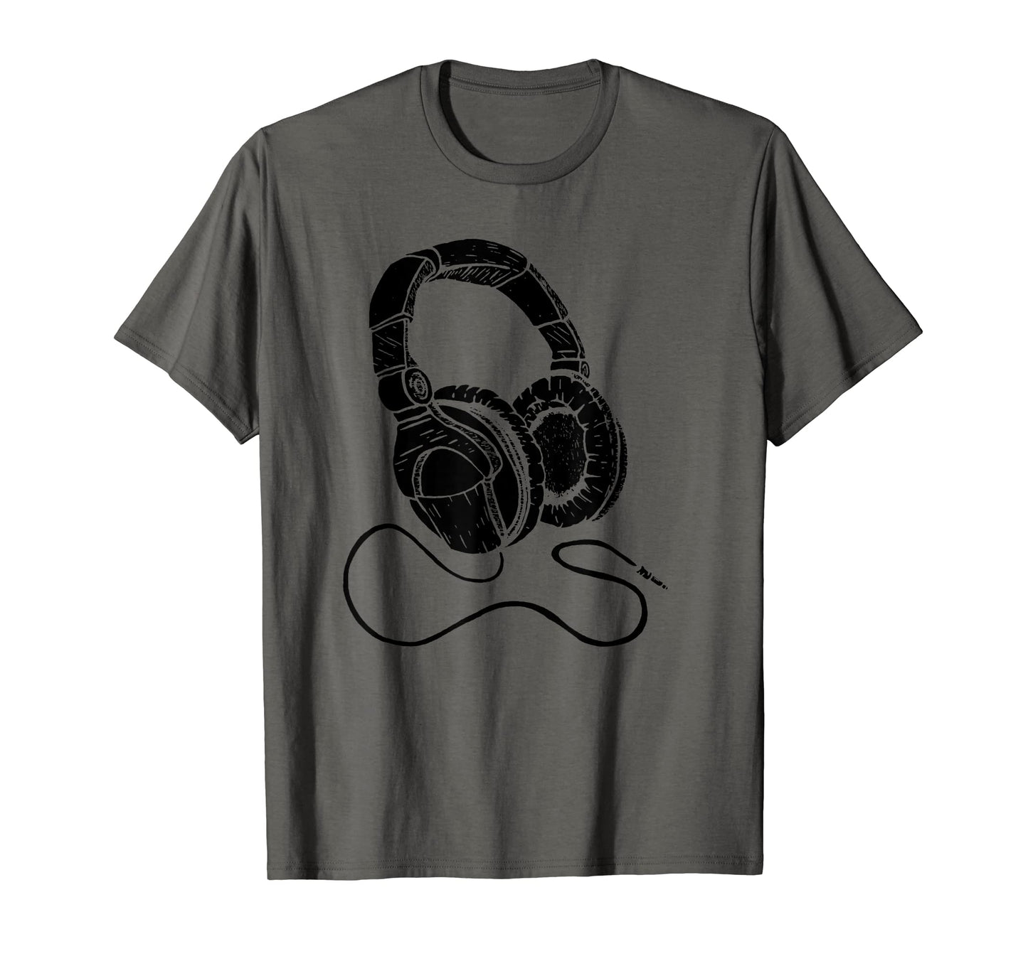Hip Hop Over Ear Headphones Old T-Shirt - Casual Everyday Wear for Adults