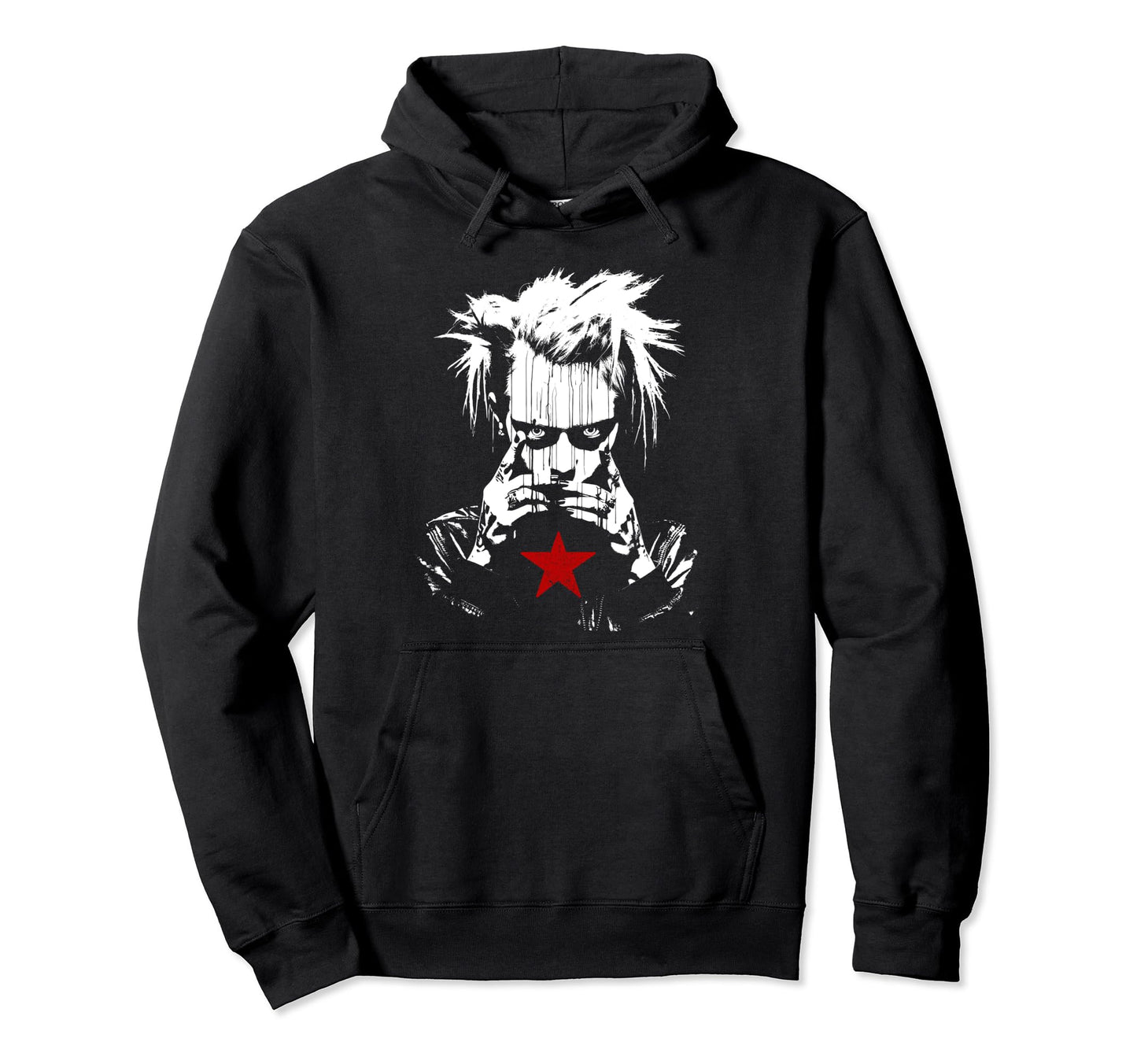 Grunge Distressed Punk And Red Color Hoodie - Minimalist Print Men Women